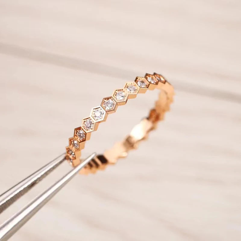 925 Sterling Silver Zircon Geometric Shape Rings For Women Jewelry Precision