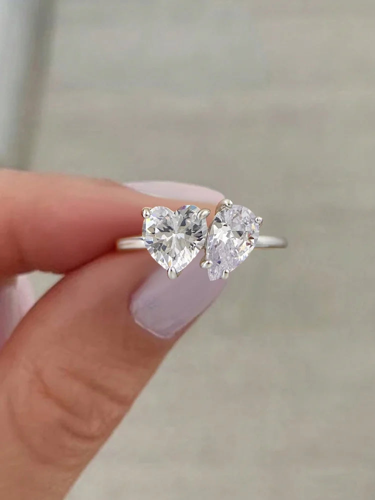 925 Sterling Silver Simplicity Classic Zircon Water Drop Ring For Women Jewelry Precision