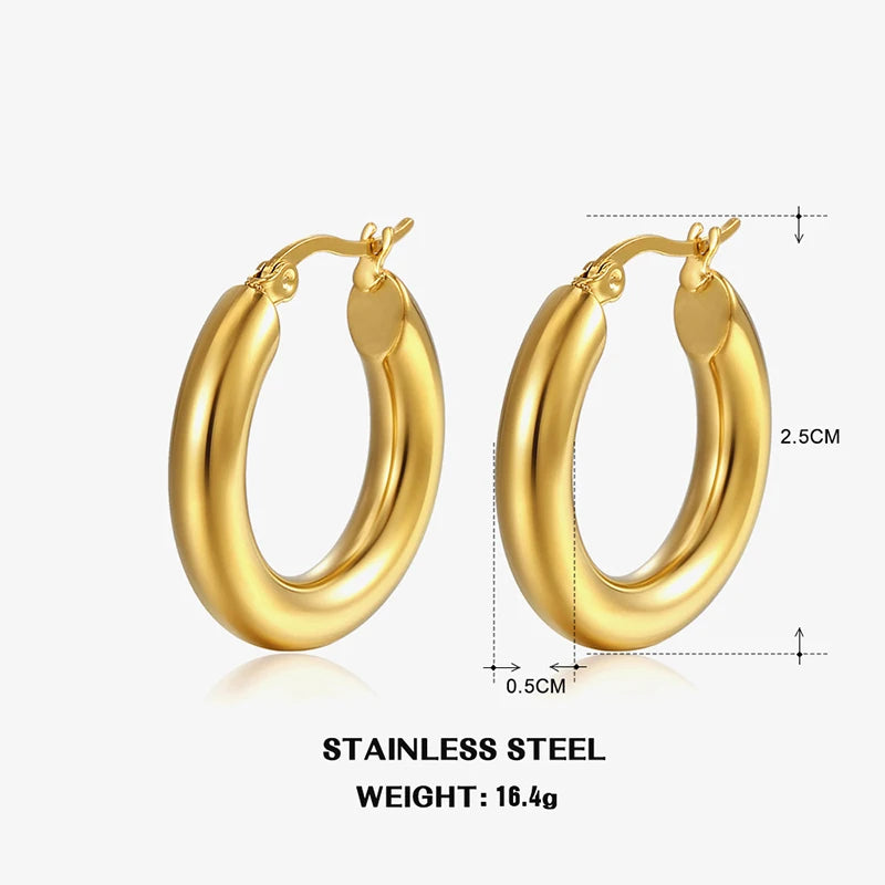 Classic Fashion Smooth Round Hoop Earrings For Women Jewelry Precision