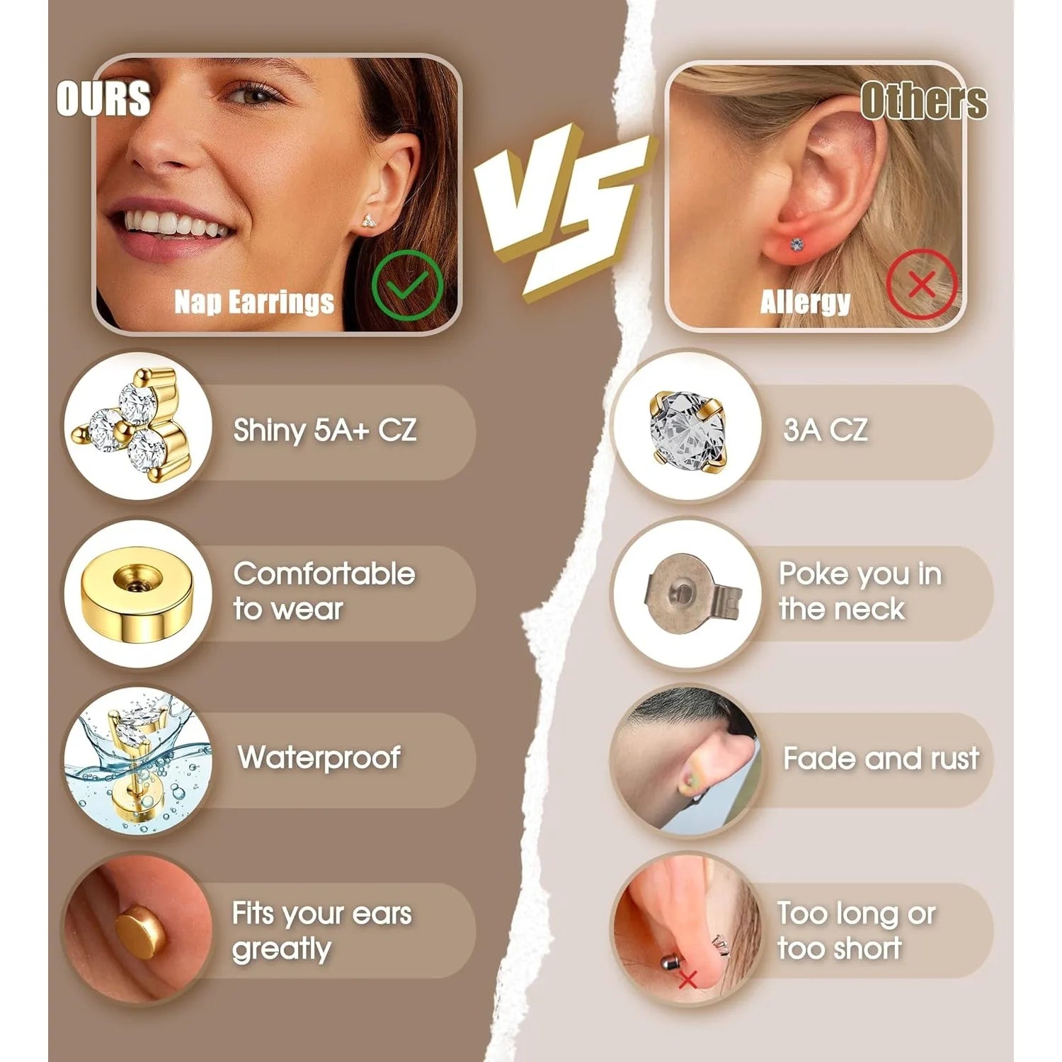 Bobisty 1pc Earrings Surgical Stainless Steel Earrings for Women Jewelry Precision