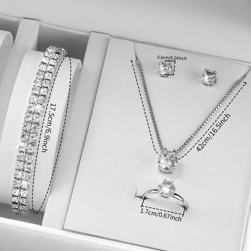 5PCS/Set Fashion Small Dial Women Watches Diamond Jewelry Set Casual Female Leather Band Quartz Wrist Watch（Without Box） Jewelry Precision