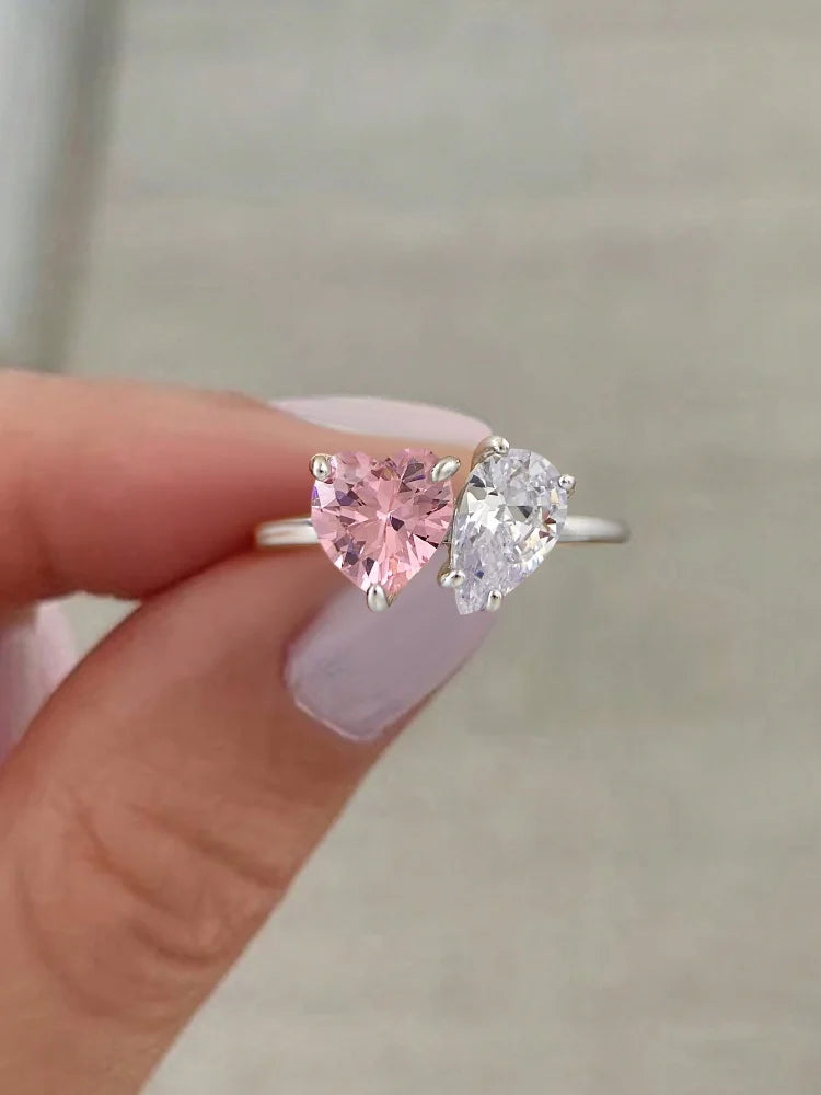 925 Sterling Silver Simplicity Classic Zircon Water Drop Ring For Women Jewelry Precision