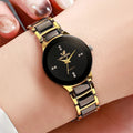 Women's Watch Fashion Black Steel Band Ladies Dress Quartz Watches Clock Jewelry Precision