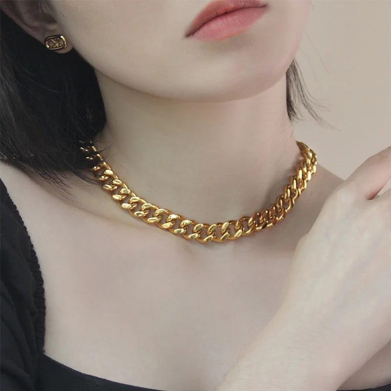 Punk Cuban Link Choker Necklace Collar Statement Jewelry Precision