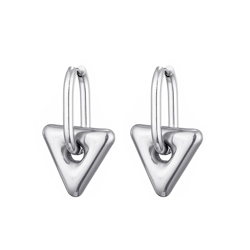Classic Stainless Steel Heart Star Hoop Earrings For Women Punk Hip Hop Jewelry Precision