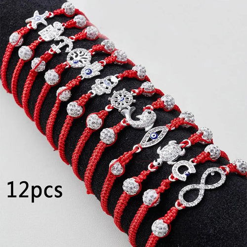 12Pcs/set Evil Eye Bracelet Set for both men and women woven red bracelet adjustable to protect friendship Jewelry Precision