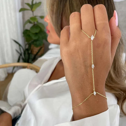 2025 Party Bohemia Rhombus Crystal Bracelet Hand Jewelry for Women Simple Thin Chain Finger Bracelet Jewelry Accessories Gift Jewelry Precision