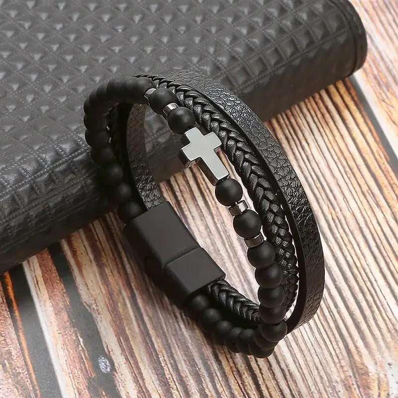 Classic Men's Leather Bracelet New Style Hand-woven Multi-layer Combination Accessory Fashion Man Jewelry Wholesale Dropshipping Jewelry Precision