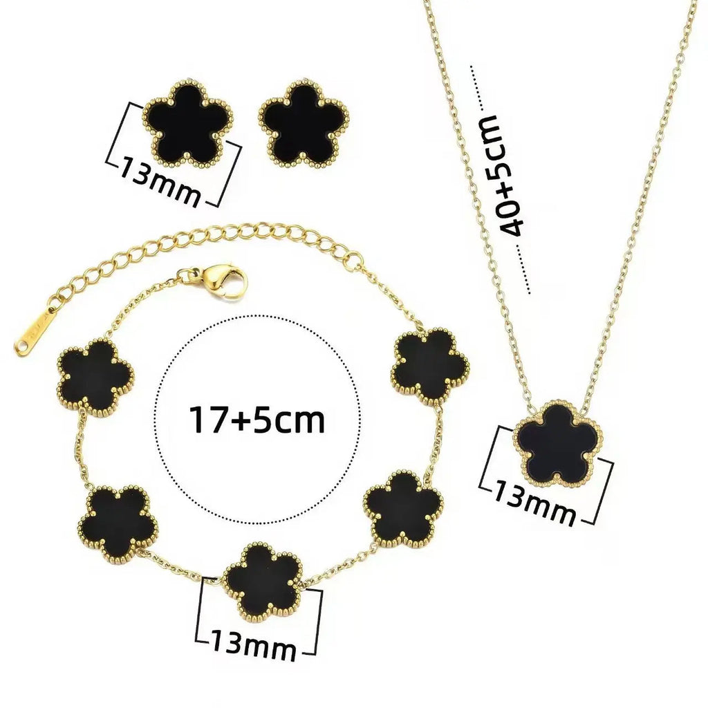3-Piece Set of Plum Blossom Five-Leaf Flower Necklace Bracelet Women's Gift Jewelry Set for Parties Jewelry Precision