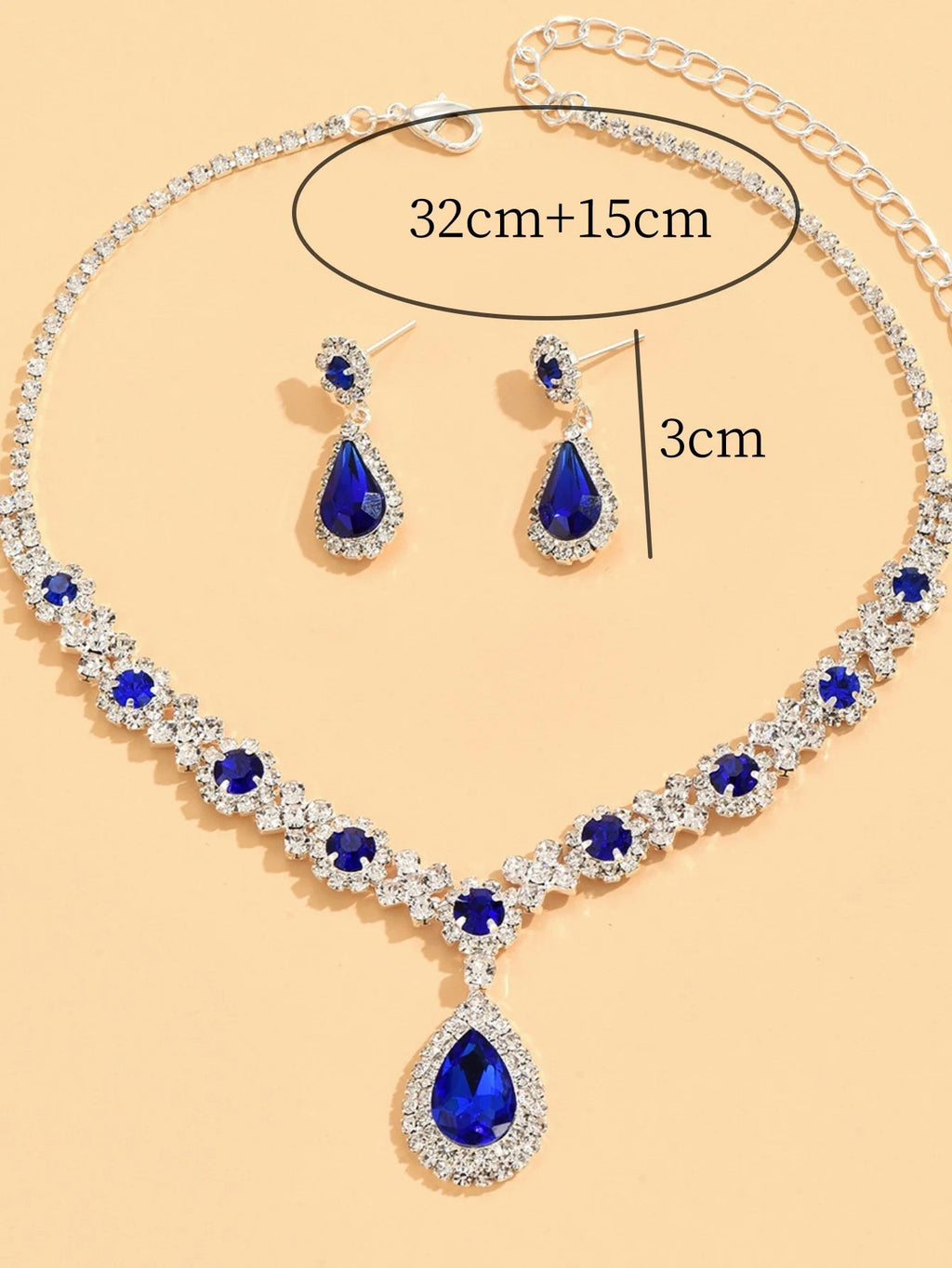 3 pieces of women's crystal droplet necklace with earrings set for wedding evening dress accessories Jewelry Precision