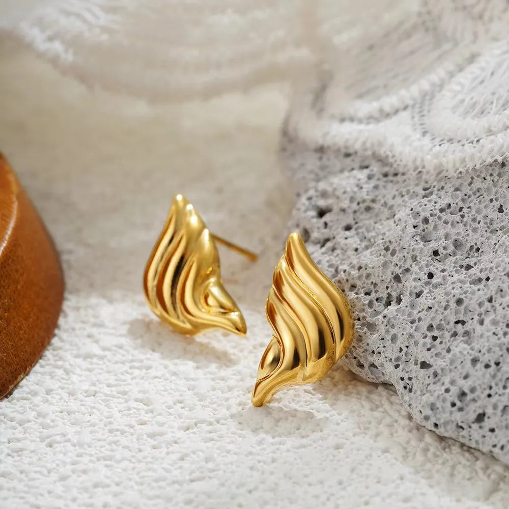 Gold Plated Texture Snail Conch Shell Earrings for Women Jewelry Precision