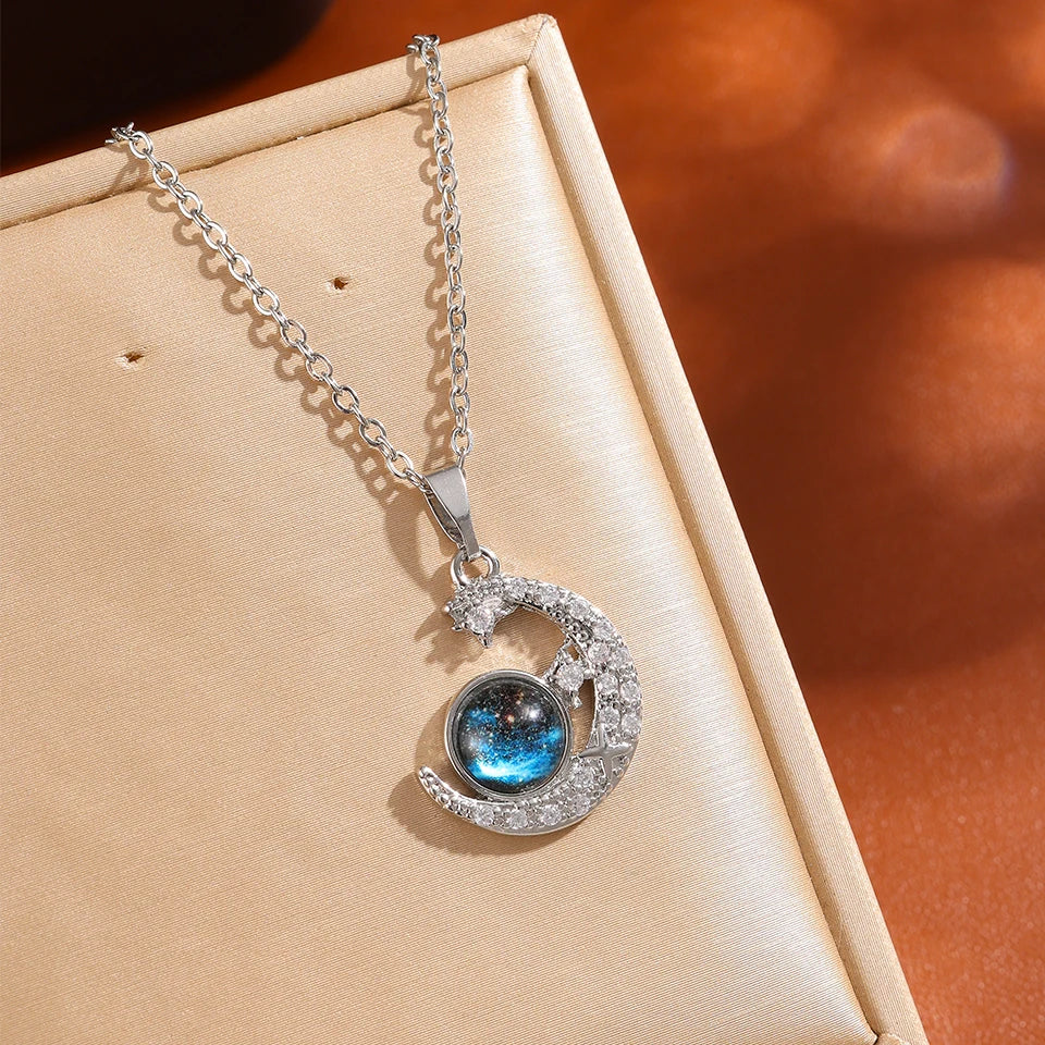 Light Luxury Titanium Steel Star Series Necklace for Women Gold Color Planet Moon Astronaut Pendant Necklaces Jewelry Gifts Jewelry Precision