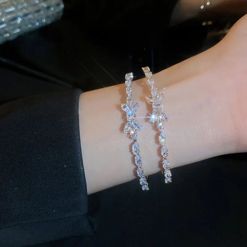 Zircon Bow Cuff Bracelet for Women Korea Luxury High-grade Charm Bracelet Fashion Personality Wedding Dainty Accessories Jewelry Precision