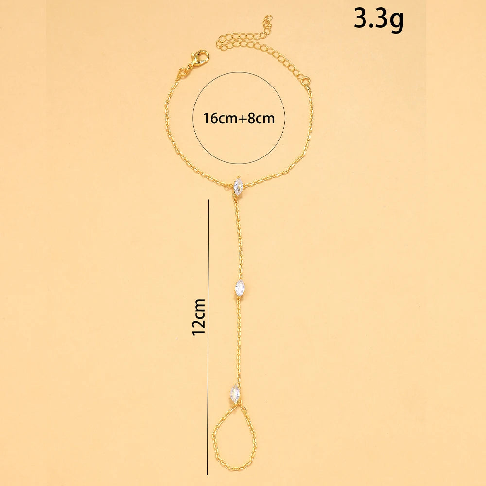 2025 Party Bohemia Rhombus Crystal Bracelet Hand Jewelry for Women Simple Thin Chain Finger Bracelet Jewelry Accessories Gift Jewelry Precision