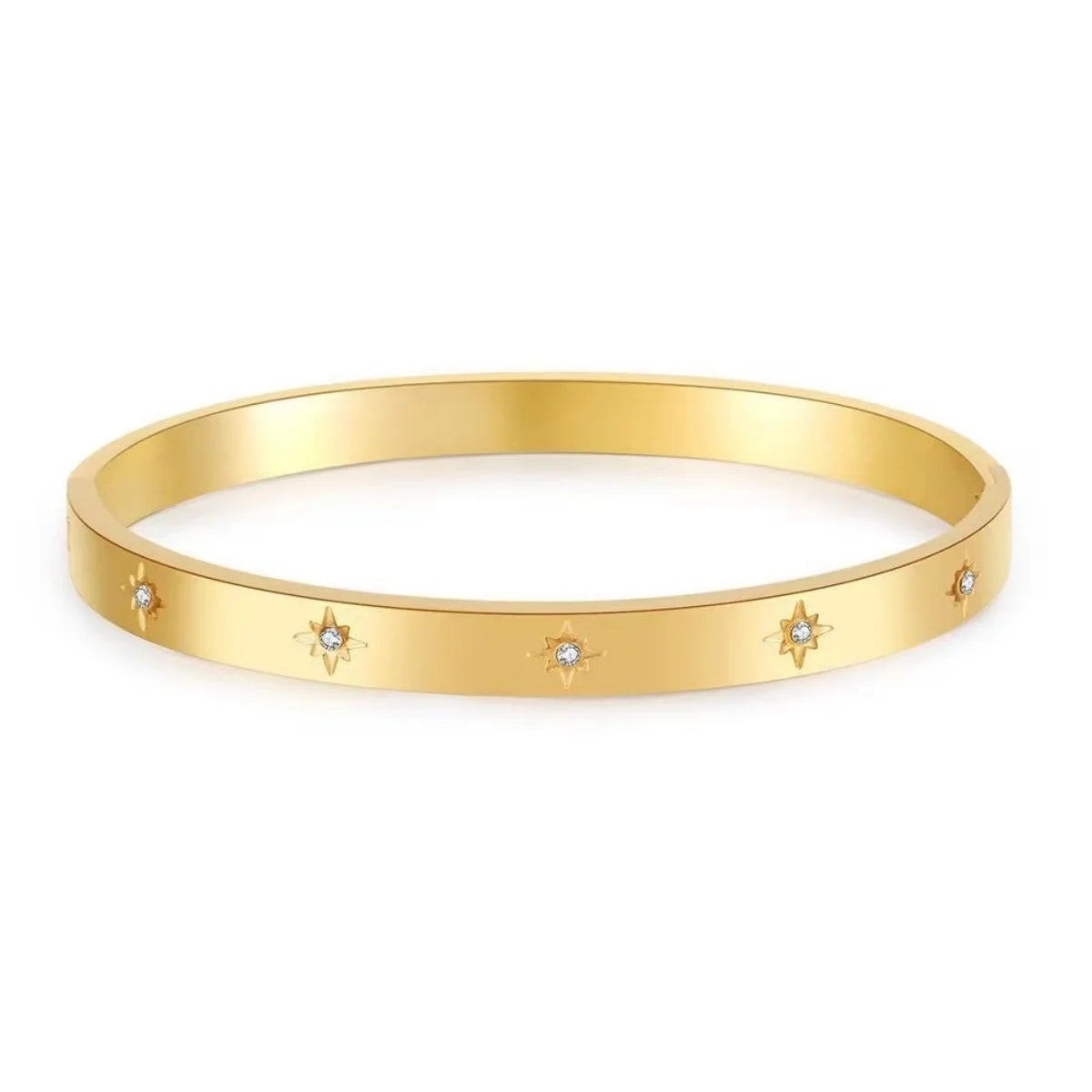 1 Pc Vintage Elegant 18K Gold Plated Stainless Steel Zircon Stars Bracelet for Women Fashion Wedding Jewelry Gift---A674 Jewelry Precision