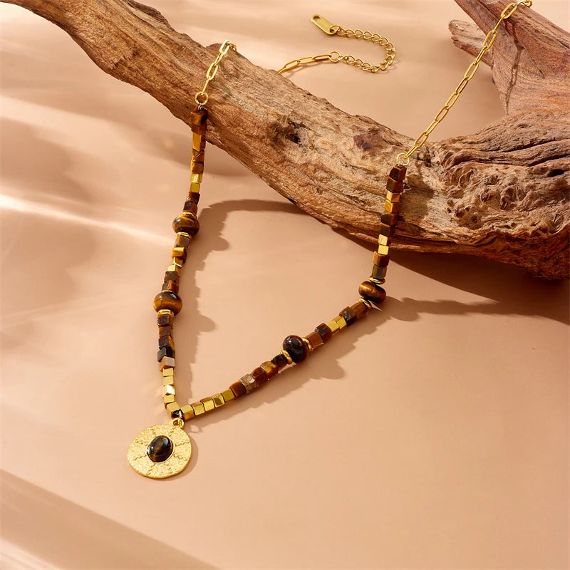 DIEYURO 316L Stainless Steel Square Beaded  Necklace For Women Jewelry Precision