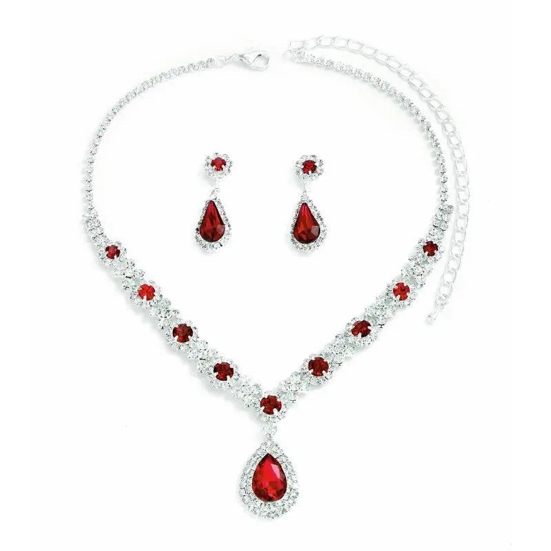 3 pieces of women's crystal droplet necklace with earrings set for wedding evening dress accessories Jewelry Precision