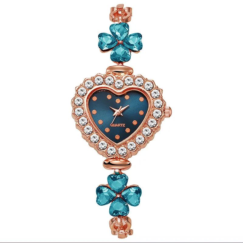 Fashion Heart Dial Women Watch Flower Bracelet Ladies Quartz Watches Clock Jewelry Precision