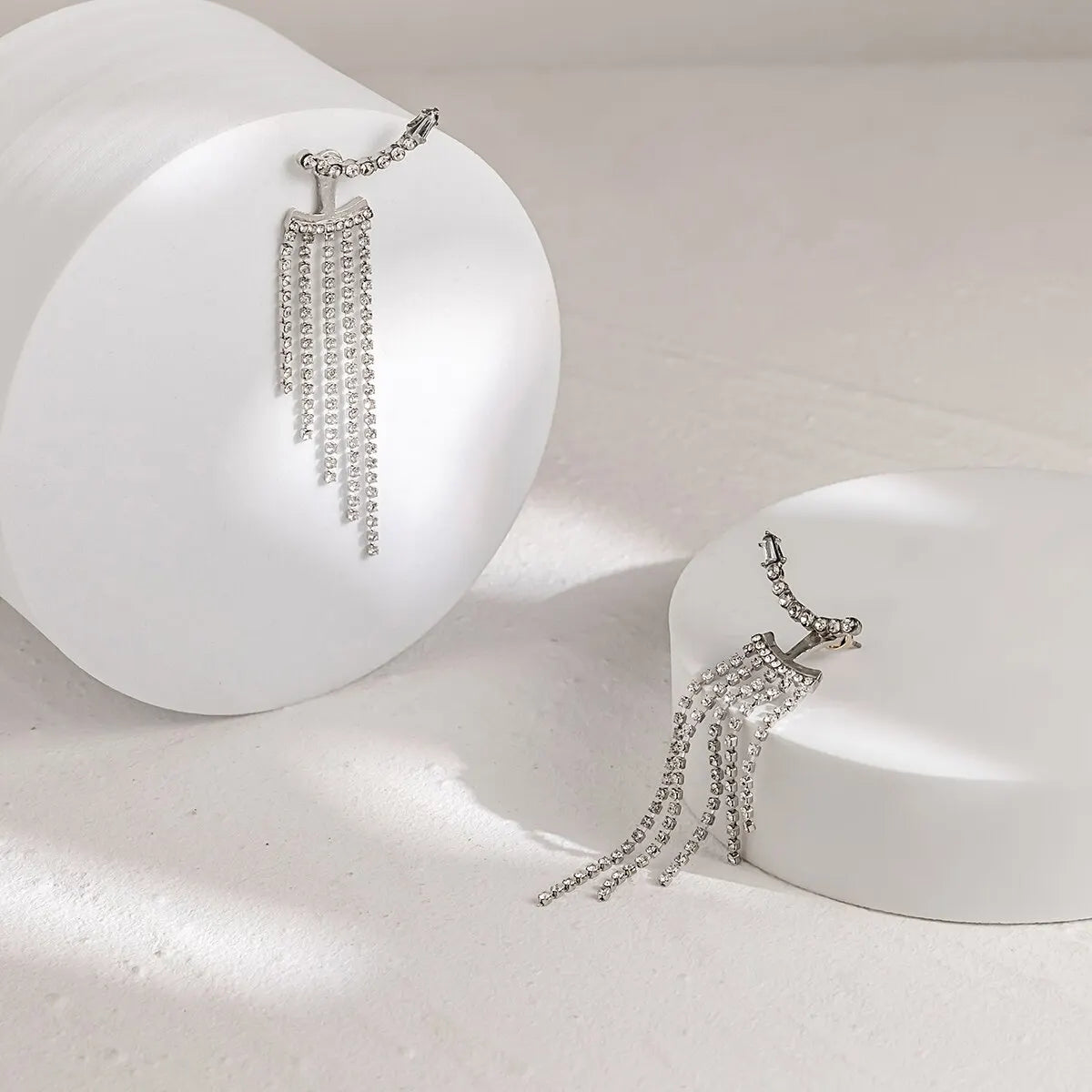 Korean Full Rhinestone Long Tassel Drop Earrings for Women Exquisite Luxury Zircon Crystal Earrings Female Jewelry Wholesale Jewelry Precision