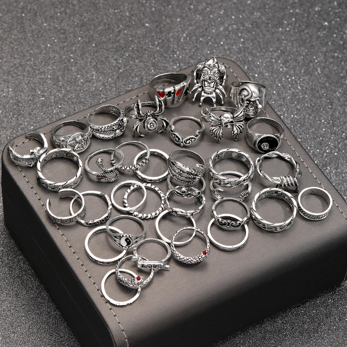 35 Pcs Gothic Ring Set for Men Women Jewelry Precision