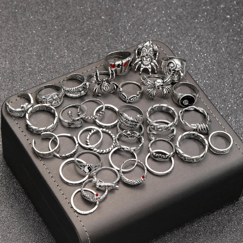 35 Pcs Gothic Ring Set for Men Women Jewelry Precision