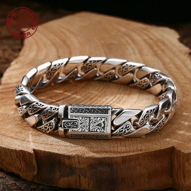 S925 Sterling Silver Timeless Vine Garland Buckle Retro Punk Tank Bracelet Jewelry Creativity Gift Factory Price Jewelry Precision
