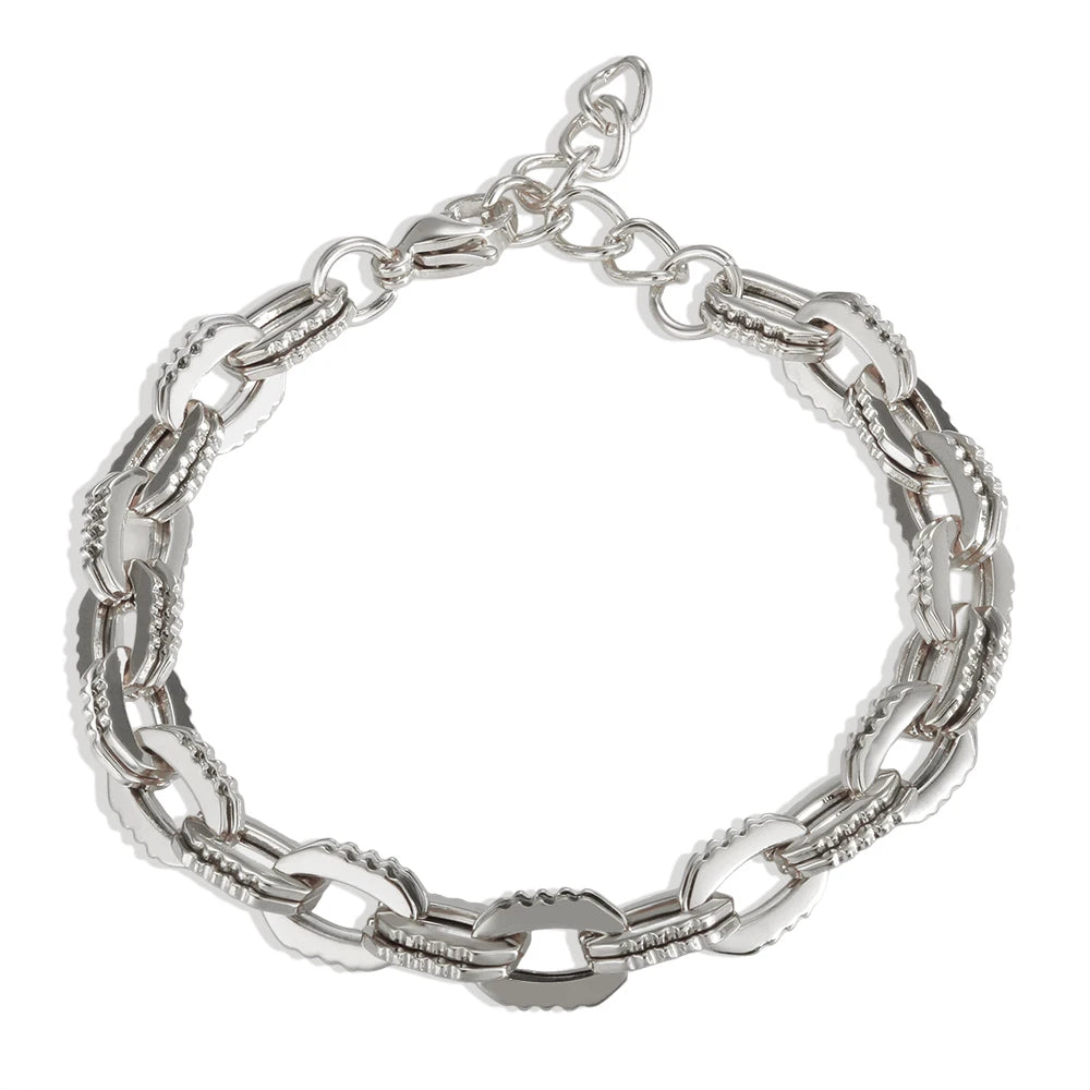 Thick Flat Cuban Link Chain Stainless Steel Necklace Bracelet Jewelry Jewelry Precision