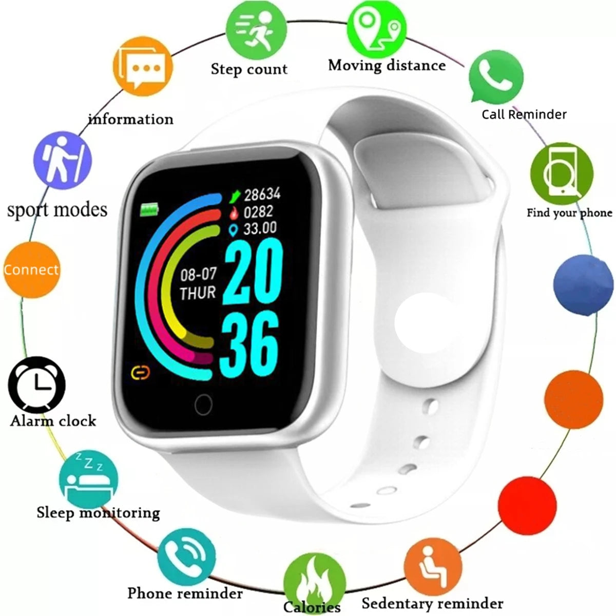 Smartwatch Men Women Wristwatches Smart Watch Message Fitness Monitor Bracelet Birthday Gift Electronic Clock For Android IOS Jewelry Precision