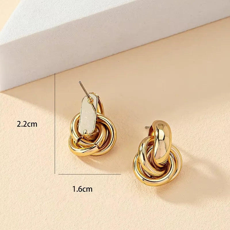 Gold SIlver Color Knot Stud Earring For Women Shiny Color Trendy Earring Stud Cute Daily Wear Jewelry - Jewelry Precision