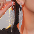 2pcs of women's jewelry rhinestone tassel earrings  luxurious fashion accessories for wedding parties Jewelry Precision