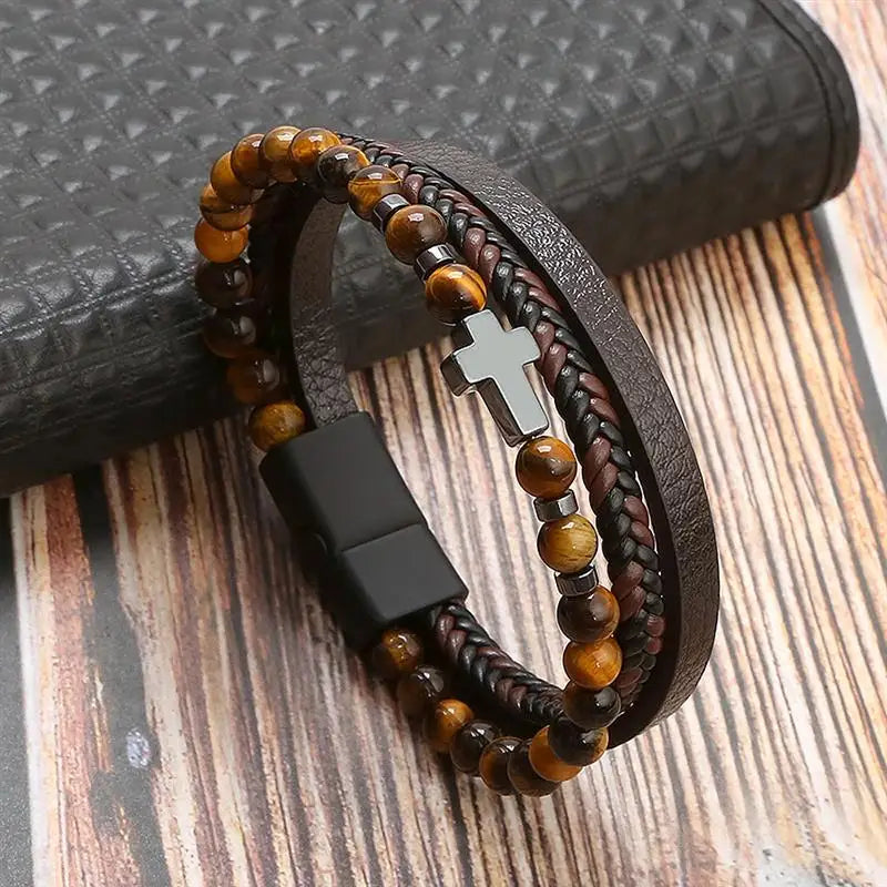Classic Men's Leather Bracelet New Style Hand-woven Multi-layer Combination Accessory Fashion Man Jewelry Wholesale Dropshipping Jewelry Precision
