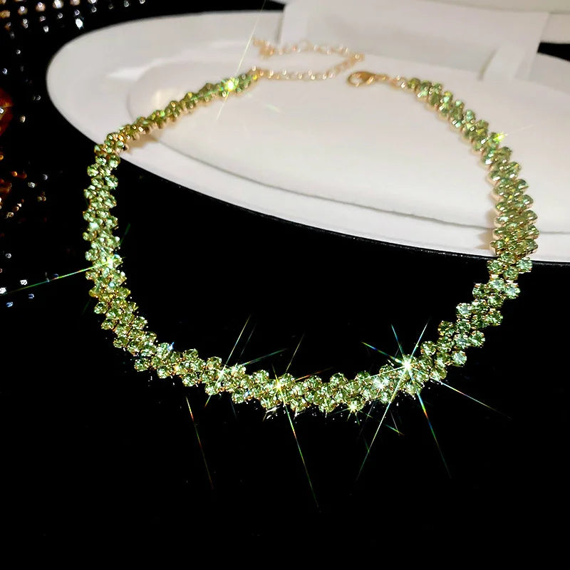 Luxury Shiny Full Rhinestone Choker Necklace for Women Personalized Geometric Crystal Necklaces Wedding Jewelry Party Gifts Jewelry Precision
