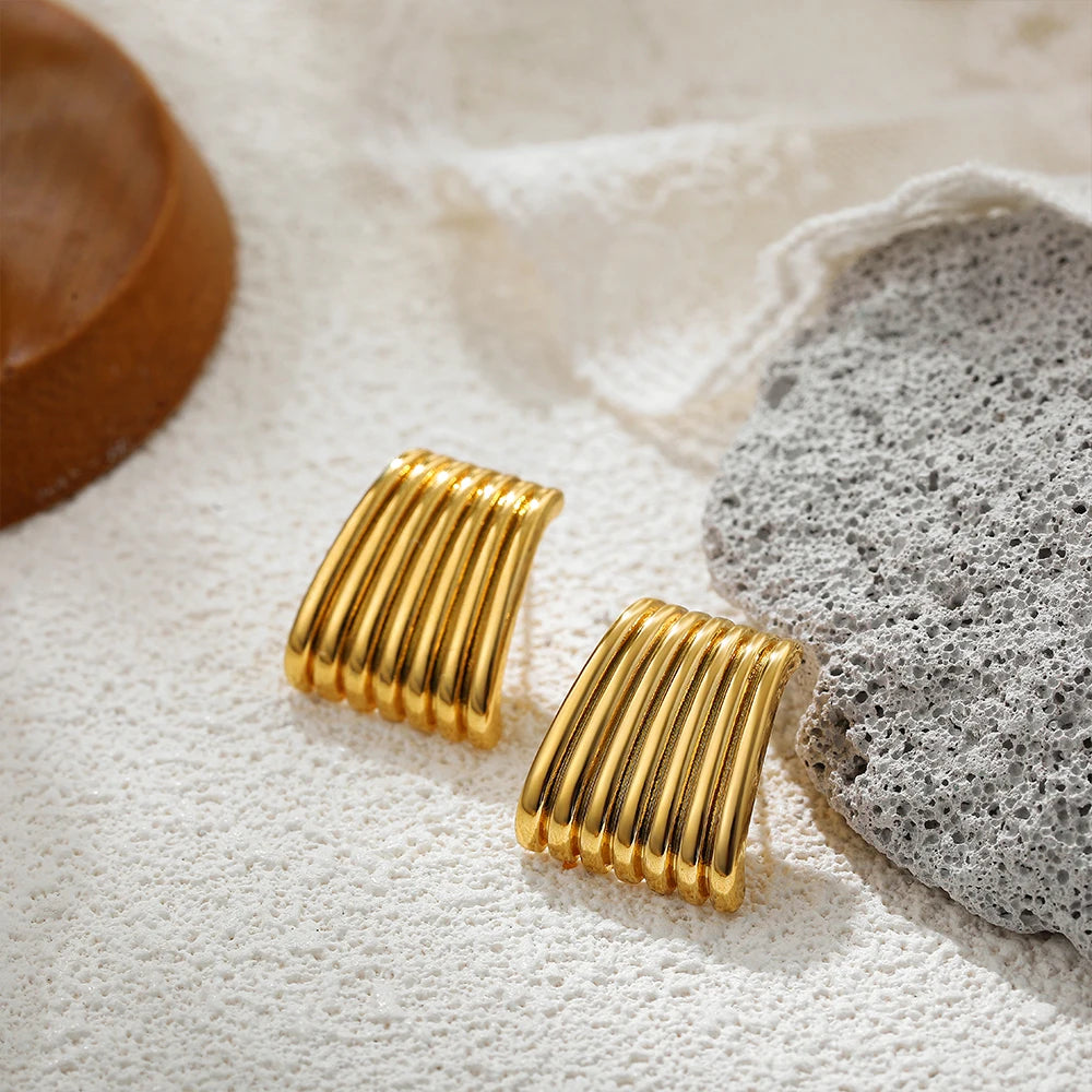 Fashion Glossy Three-Layer Textured Intersecting Knot Earrings Jewelry Precision