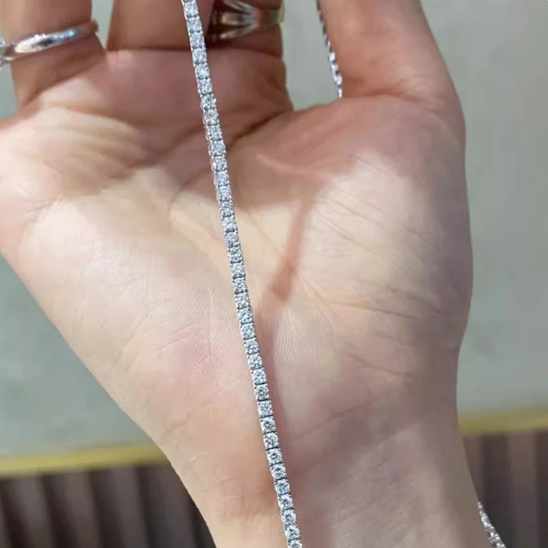 Hot Sterling 925 Silver Full AAA Zircon Bracelet Fine Jewelry 16cm-19cm 2-3mm Shiny CZ Accessories For Women Anniversary Gift Jewelry Precision