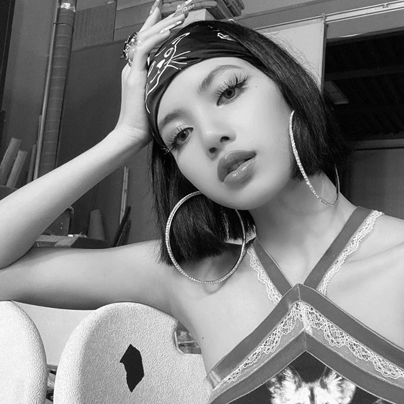 30-80mm Big Hoop Earrings For Women Girls Circle Crystal Jewelry Precision