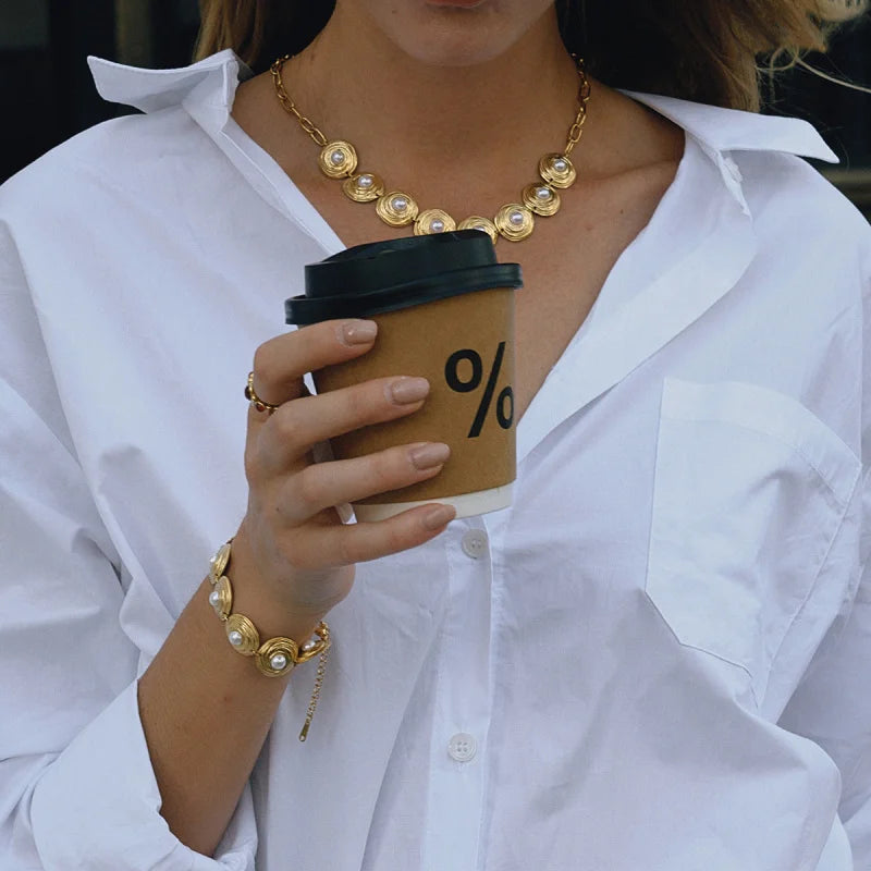 Sweater Chain Pearl Necklace Titanium Jewelry Precision