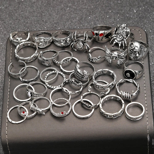 35 Pcs Gothic Ring Set for Men Women Jewelry Precision