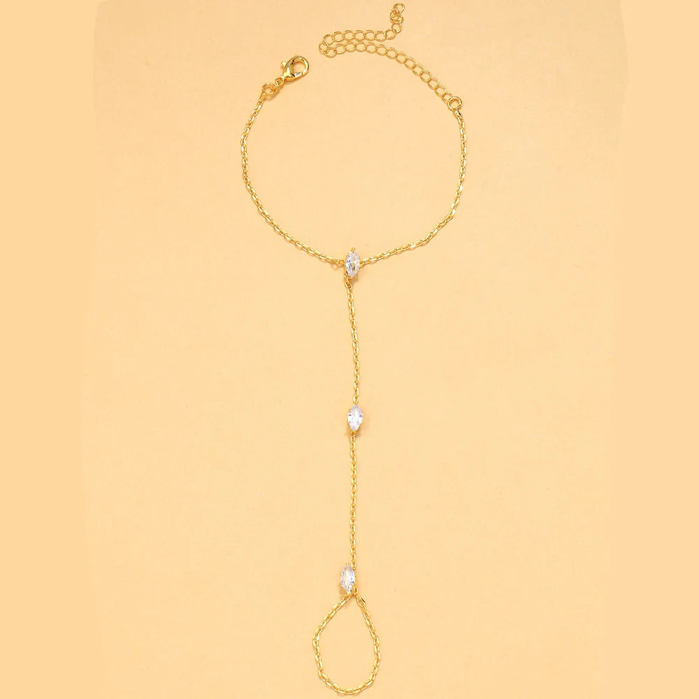 2025 Party Bohemia Rhombus Crystal Bracelet Hand Jewelry for Women Simple Thin Chain Finger Bracelet Jewelry Accessories Gift Jewelry Precision