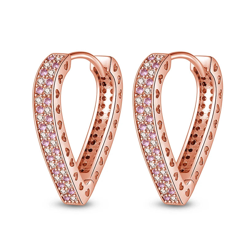 925 Sterling Silver Simple Love Heart Series Jewelry Zircon Circle Hoop Earrings Women Fine Earring S925Jewelry Gift Accessories Jewelry Precision