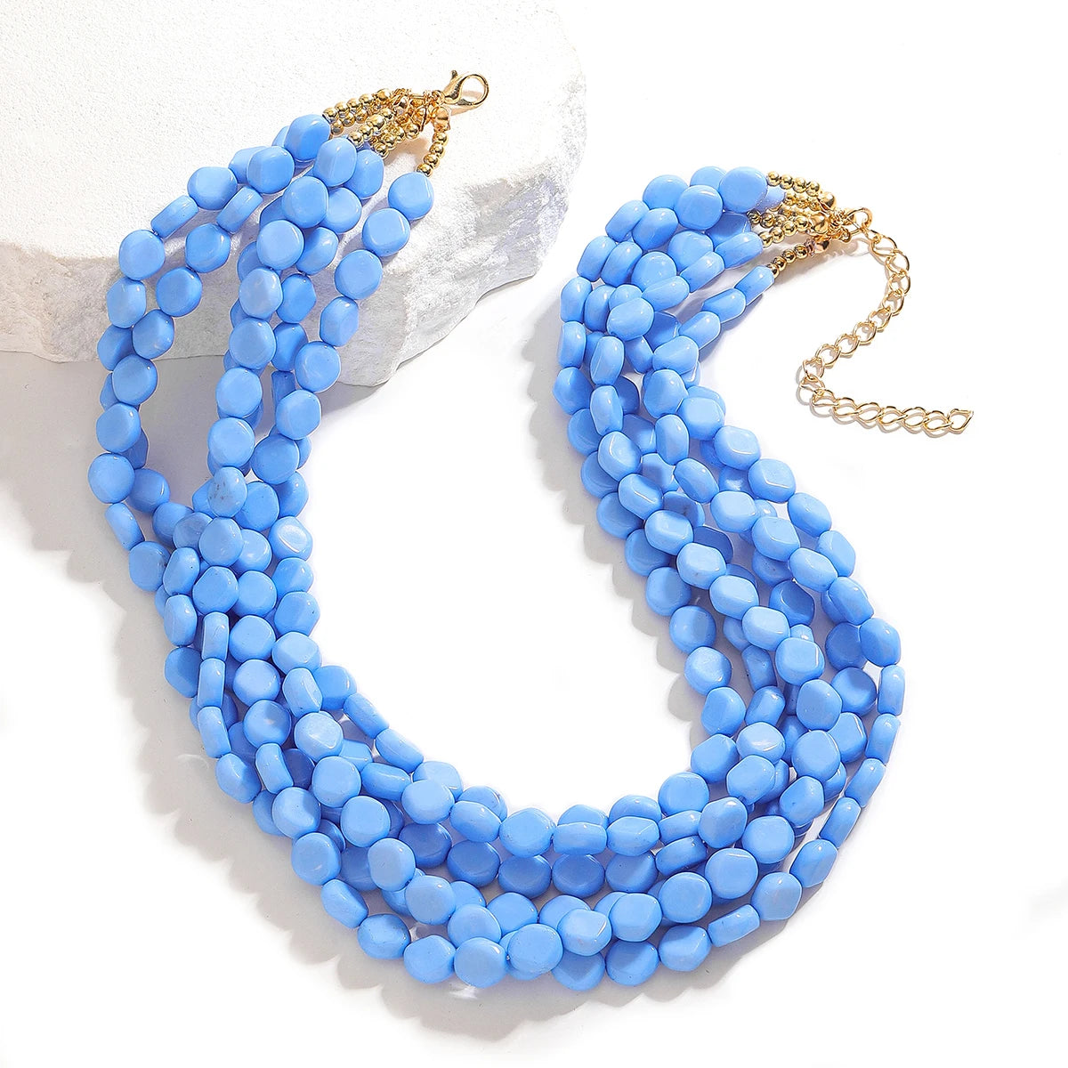 Bohemia Fashion Multilayer Blue Beaded Necklace For Women Jewelry Precision