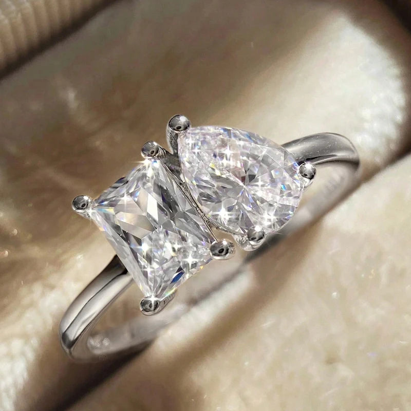 925 Sterling Silver Simplicity Classic Zircon Water Drop Ring For Women Jewelry Precision