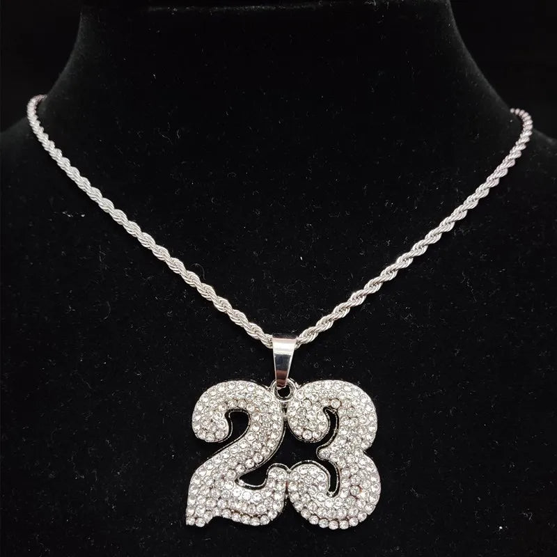 Men Women Hip Hop Number 23 Pendant Necklace Jewelry Precision