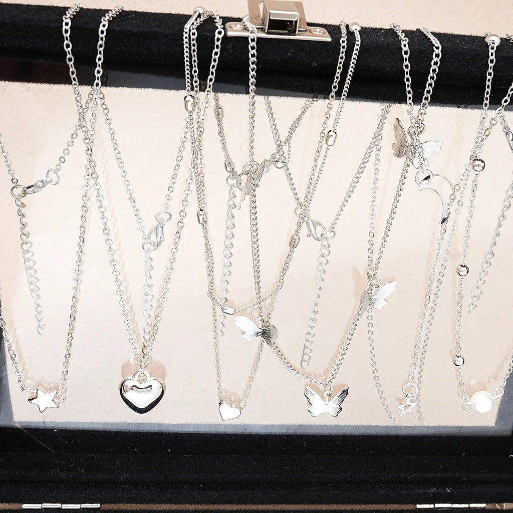 51 Pcs/Set Silver Color Chic Jewelry Set For Women Fashion Butterfly Jewelry Precision