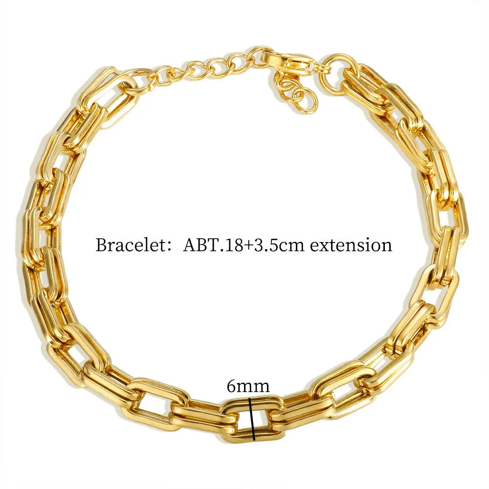Thick Flat Cuban Link Chain Stainless Steel Necklace Bracelet Jewelry Jewelry Precision