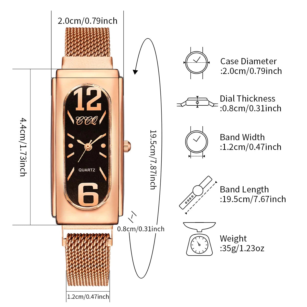 2PCS/Set Fashion Women's Watch Magnet Clasp Mesh Band Analog Quartz Watches Bracelet Set Jewelry Precision