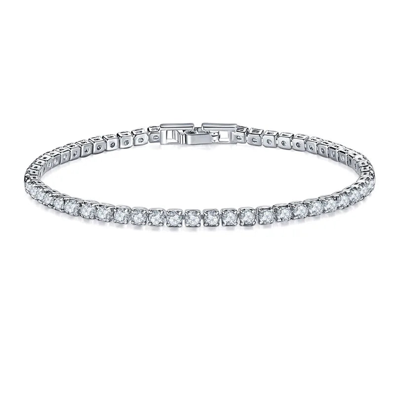 Hot Sterling 925 Silver Full AAA Zircon Bracelet Fine Jewelry 16cm-19cm 2-3mm Shiny CZ Accessories For Women Anniversary Gift Jewelry Precision