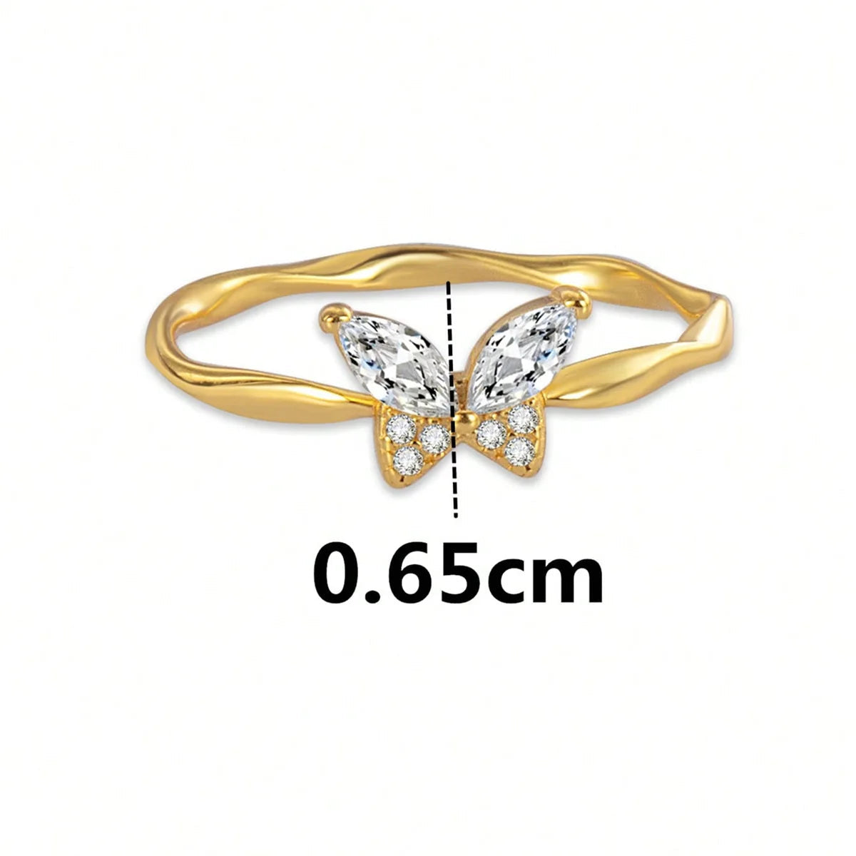 Real 925 Sterling Silver 18k Gold Plating Twisted Cubic Zirconia Butterfly Ring For Women INS Trend Fine Jewelry Jewelry Precision