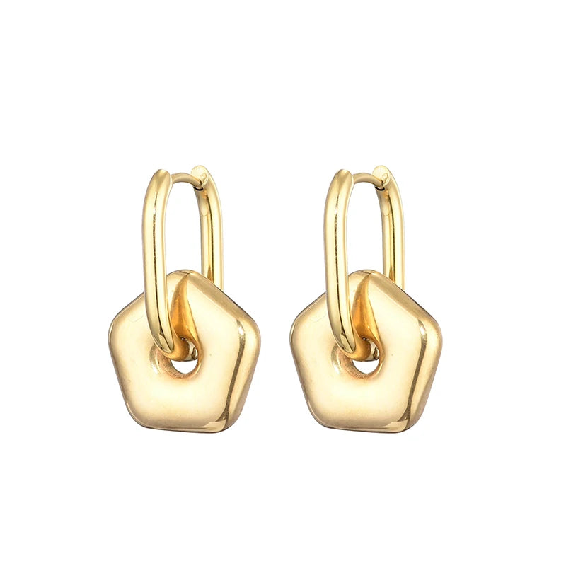 Classic Stainless Steel Heart Star Hoop Earrings For Women Punk Hip Hop Jewelry Precision