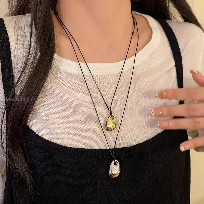 Minimalist Black Leather Rope Necklace Women's Jewelry Precision