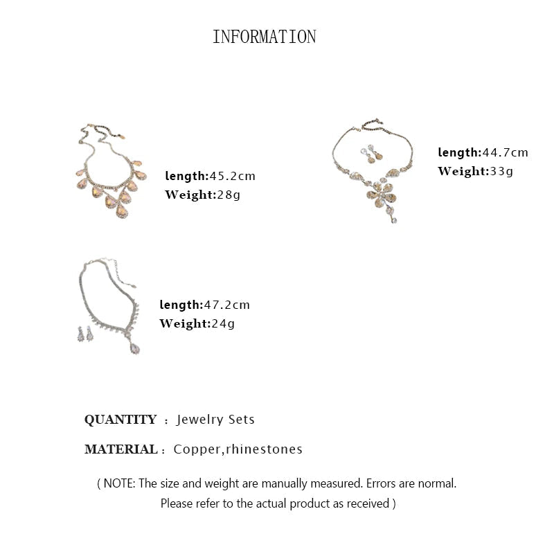 Large Water Drop Flower Necklace Earrings Set Shining Full Rhinestone Necklace For Women Bridal Wedding Party Jewelry Sets Jewelry Precision